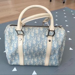 DIOR Monogram Trotter Boston Bag, Light Blue Vintage